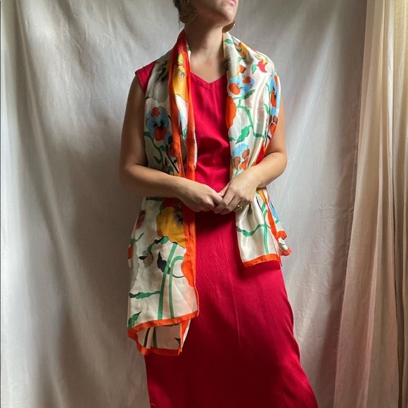 Vintage Kenzo Paris All Silk Scarf with Pansy Print - Picture 2 of 4